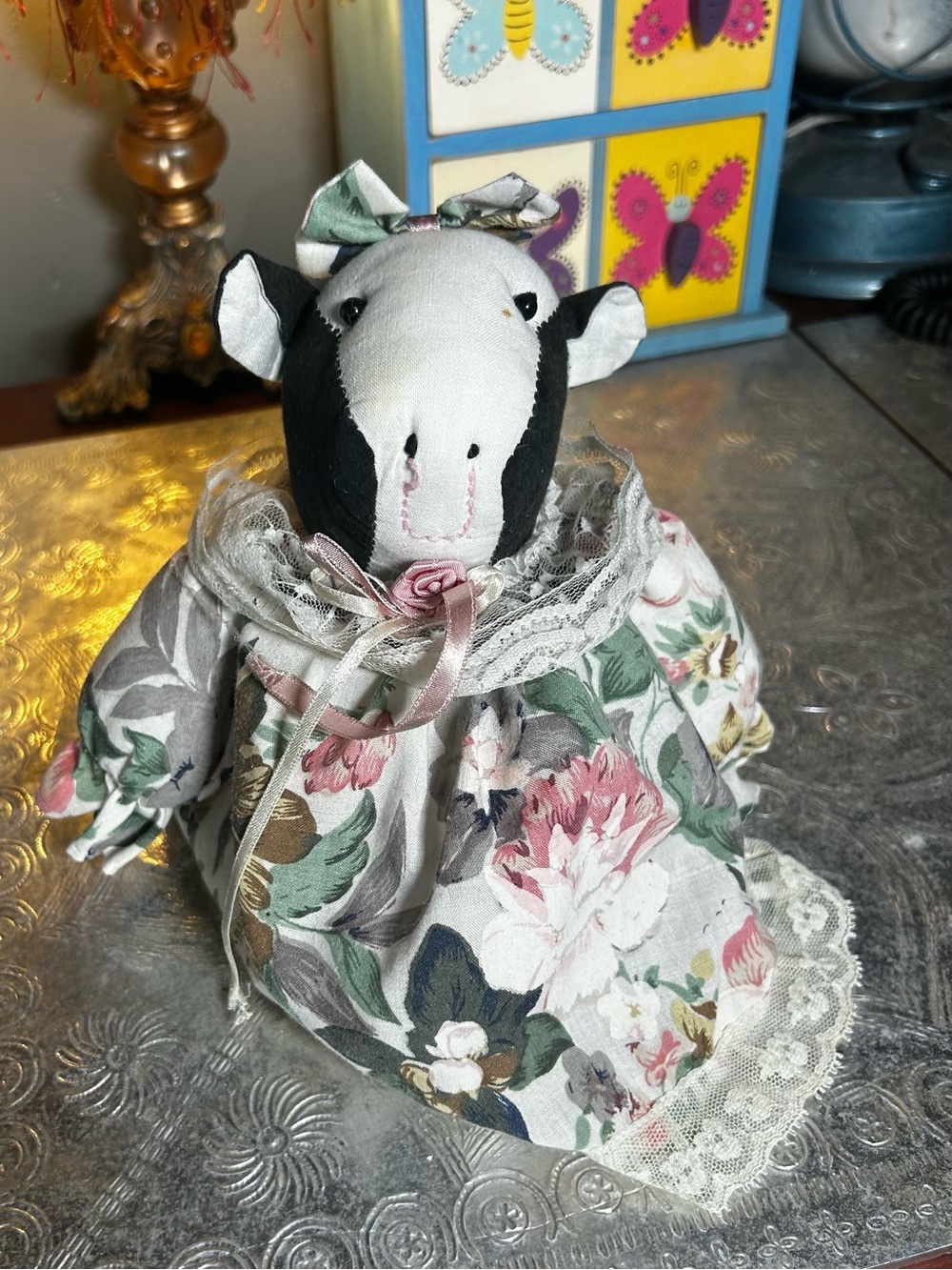 Vintage 90’s Country Cow Cloth Puppet in Dress